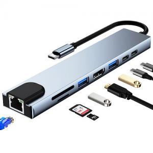 USB C Hub with HDMI+RJ45+USB3.0*1+USB2.0*1+PD+SD+TF +Type-C data